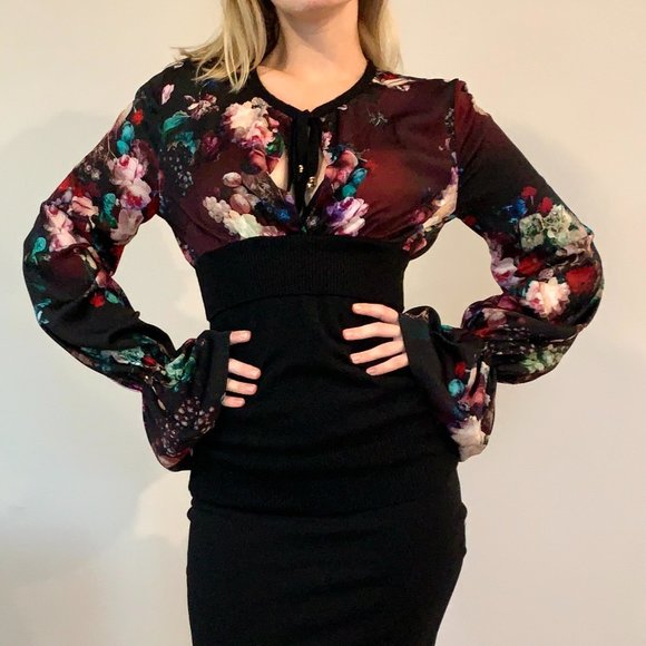 Just Cavalli Tops - JUST Cavalli Flared Sleeves Blouse in Floral Print